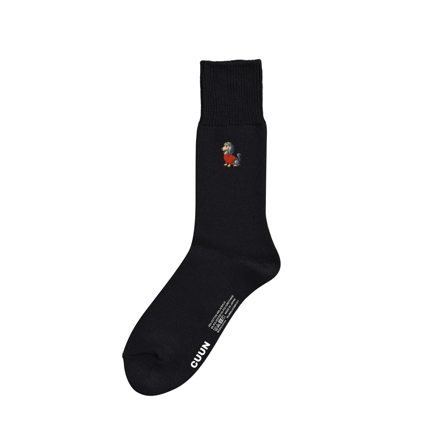 CUUN Apr 2014 Edition Embroidered Color Crew Socks black image