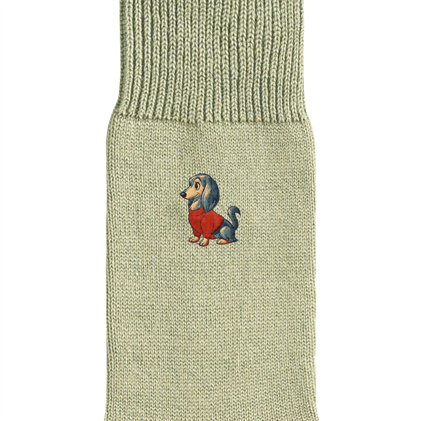 CUUN Apr 2014 Edition Embroidered Color Crew Socks khaki image