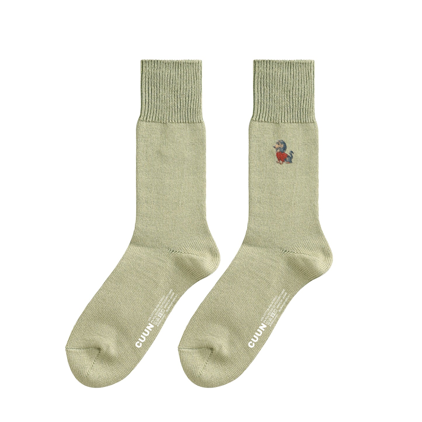 CUUN Apr 2014 Edition Embroidered Color Crew Socks khaki image