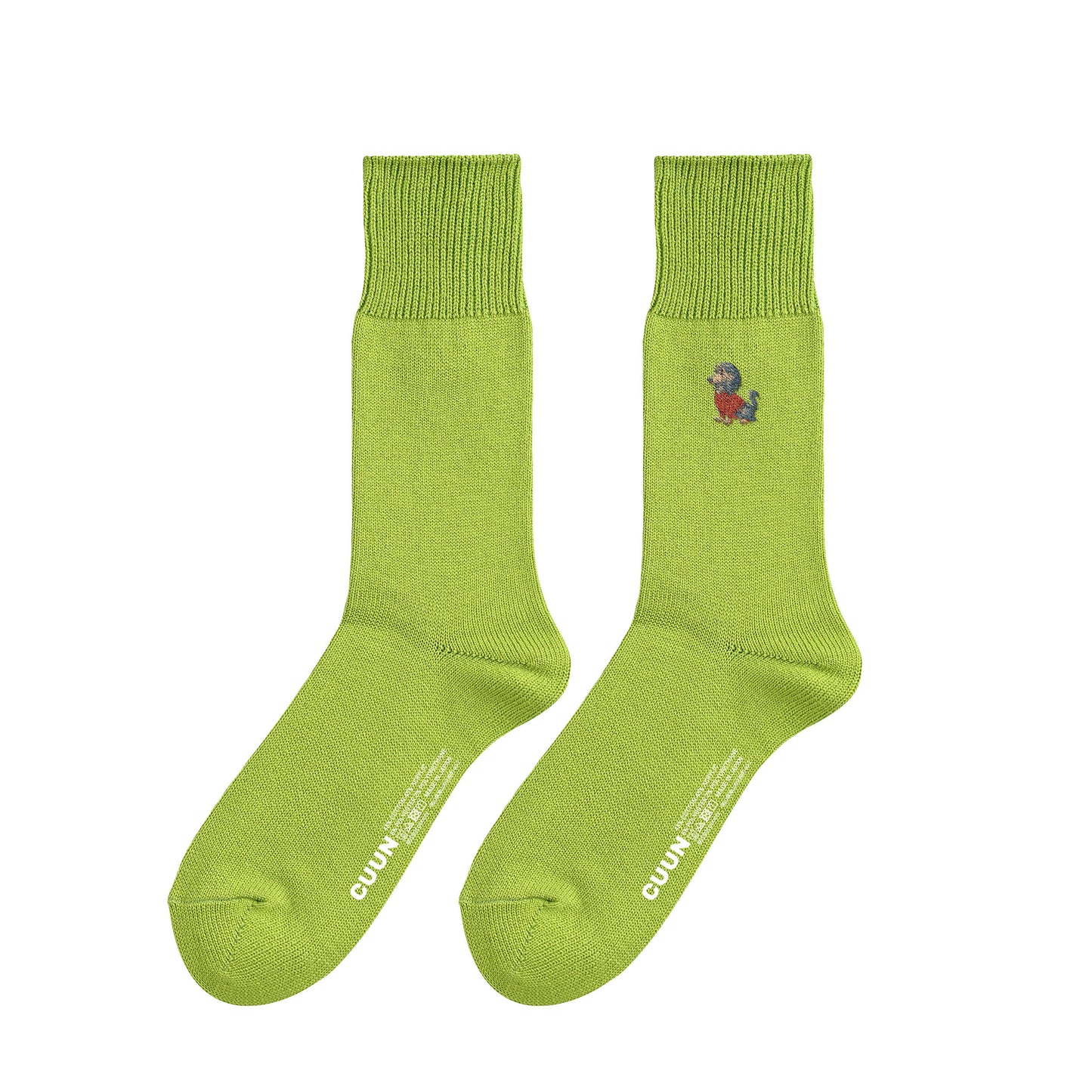CUUN Apr 2014 Edition Embroidered Color Crew Socks lime image