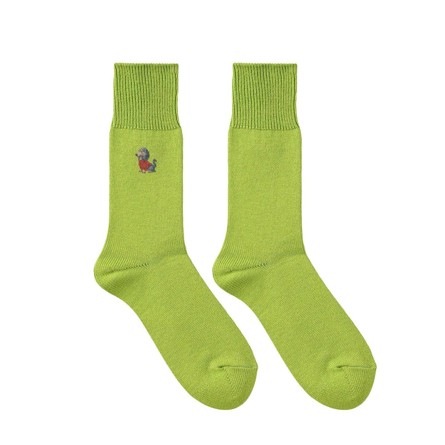 CUUN Apr 2014 Edition Embroidered Color Crew Socks lime image