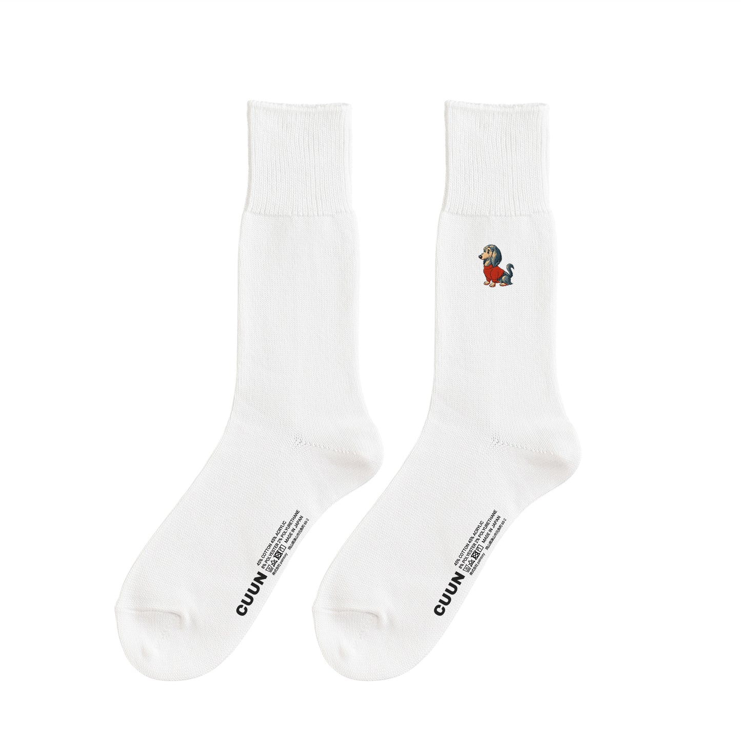 CUUN Apr 2014 Edition Embroidered Color Crew Socks white image