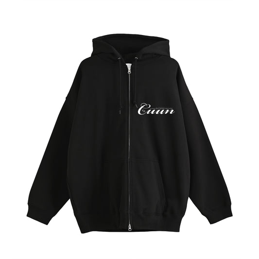 CUUN LOGO  ビッグシルエット裏パイルジップパーカー black image