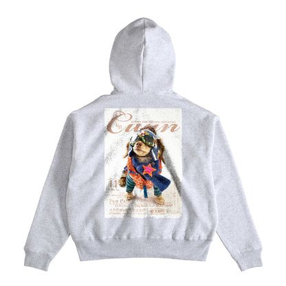 Cuun Nov.2014 Fleece-Lined Boxy Warm Zip-Up Hoodie ash image