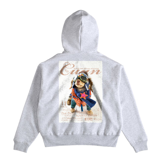 Cuun Nov.2014 Fleece-Lined Boxy Warm Zip-Up Hoodie ash image