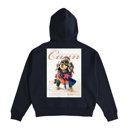 Cuun Nov.2014 Fleece-Lined Boxy Warm Zip-Up Hoodie navy image