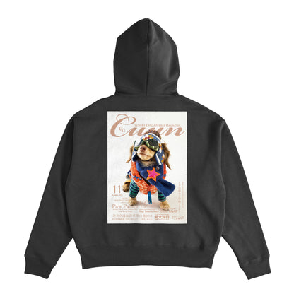 Cuun Nov.2014 Fleece-Lined Boxy Warm Zip-Up Hoodie sumi-black image