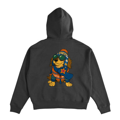 Cuun Nov.2014 inspired Fleece-Lined Boxy Warm Zip-Up Hoodie sumi-black image