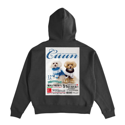 Cuun Dec.2014 Fleece-Lined Boxy Warm Zip-Up Hoodie sumi-black image