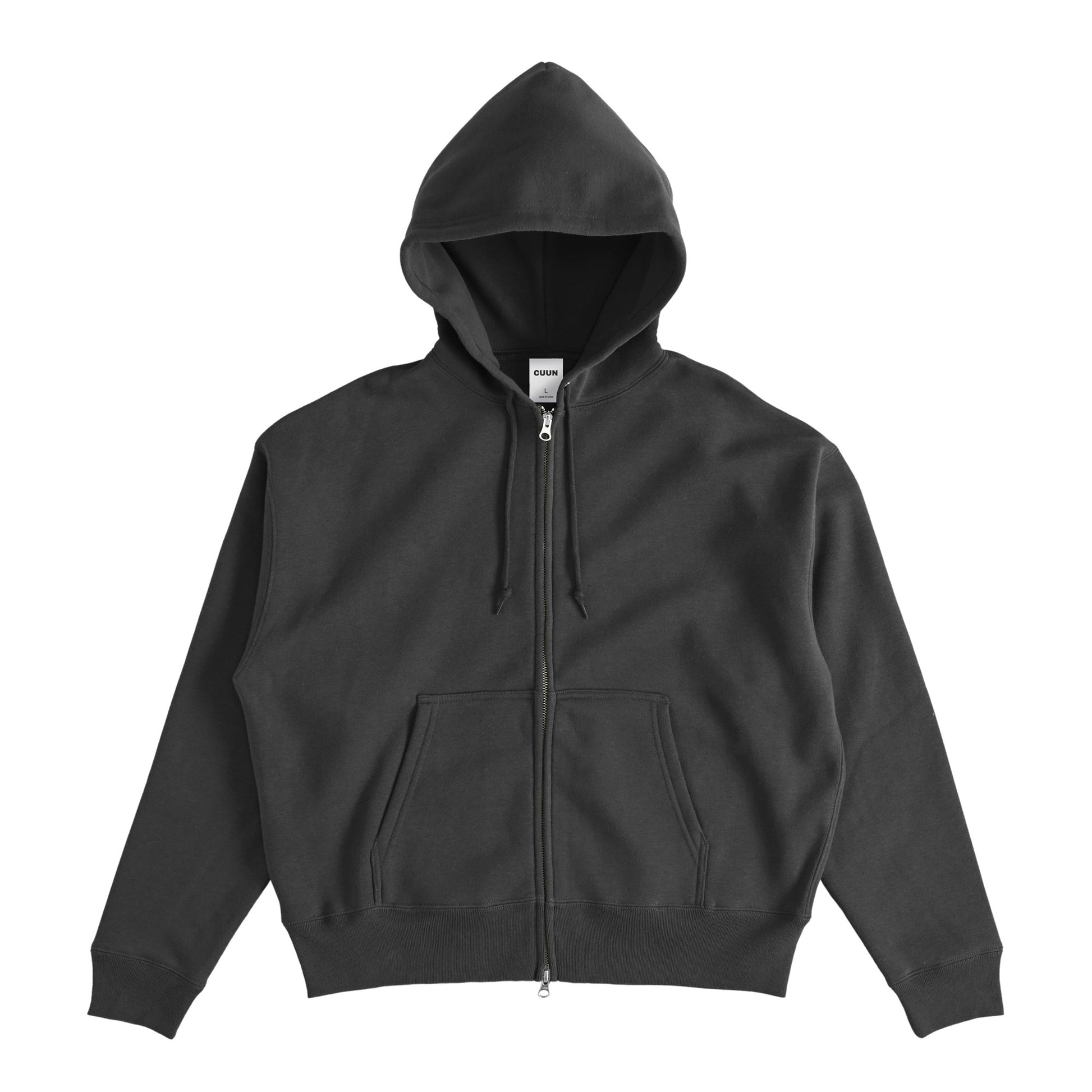 Cuun Dec.2014 Fleece-Lined Boxy Warm Zip-Up Hoodie sumi-black image