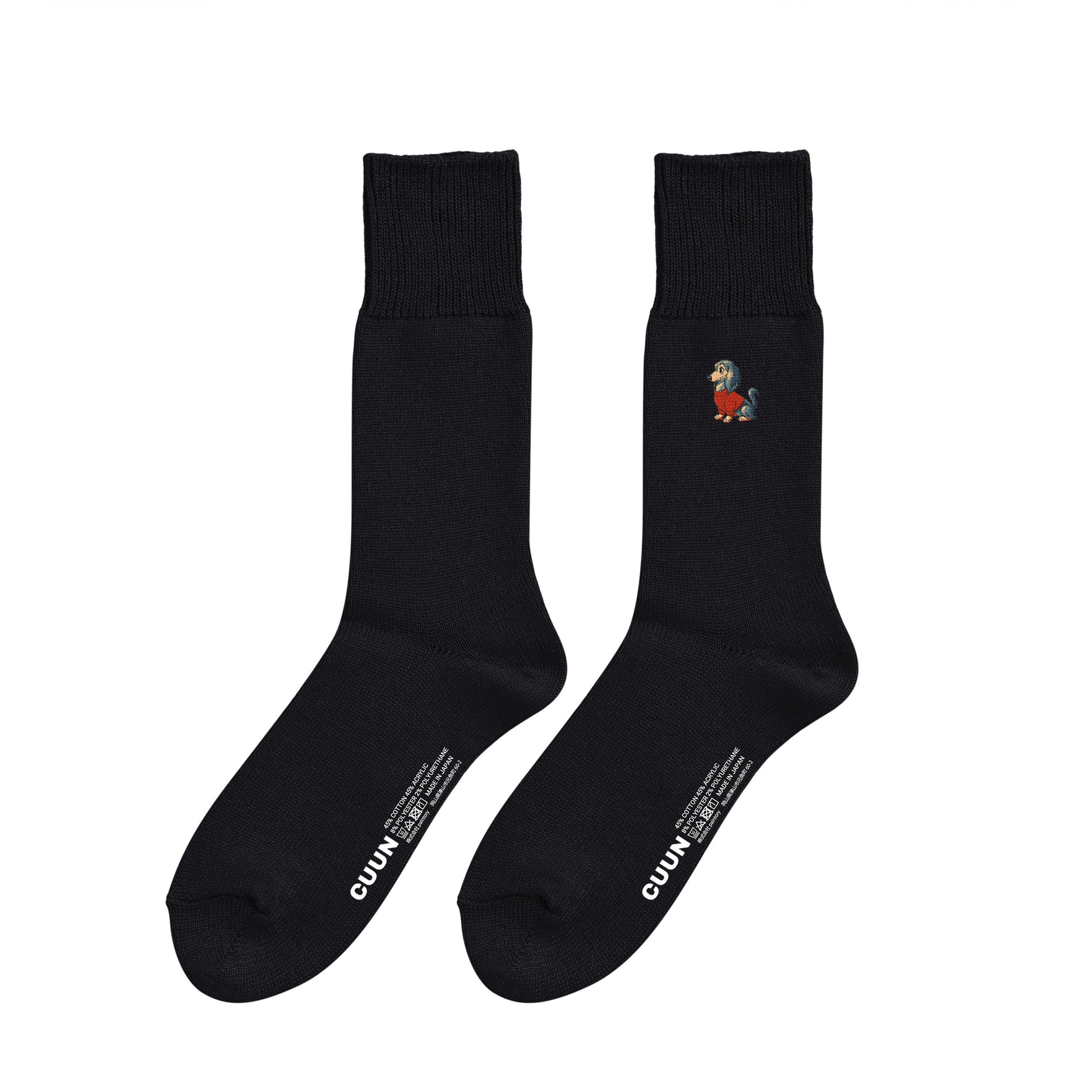 CUUN Apr 2014 Edition Embroidered Color Crew Socks black image