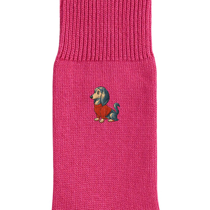 CUUN Apr 2014 Edition Embroidered Color Crew Socks hot-pink image