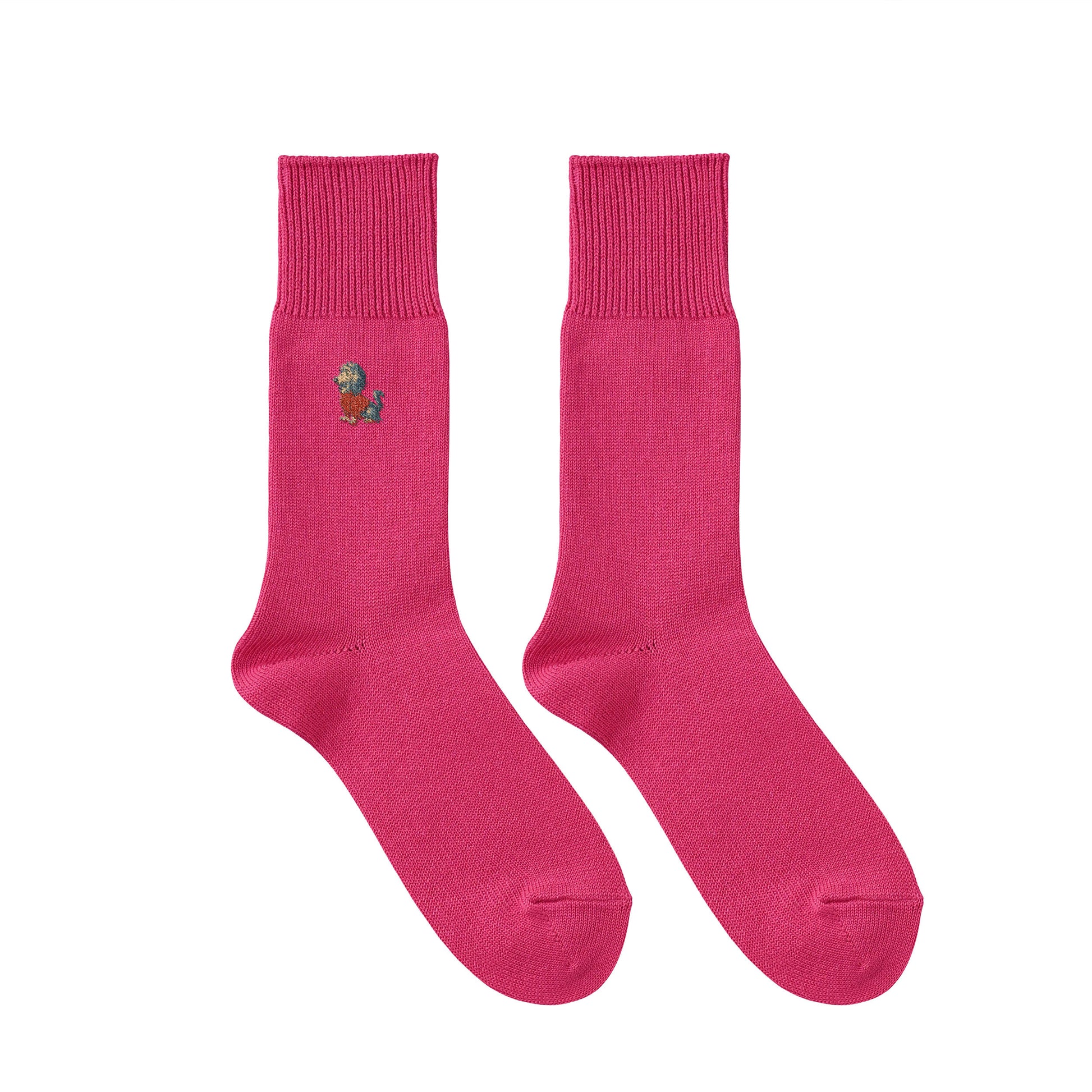 CUUN Apr 2014 Edition Embroidered Color Crew Socks hot-pink image