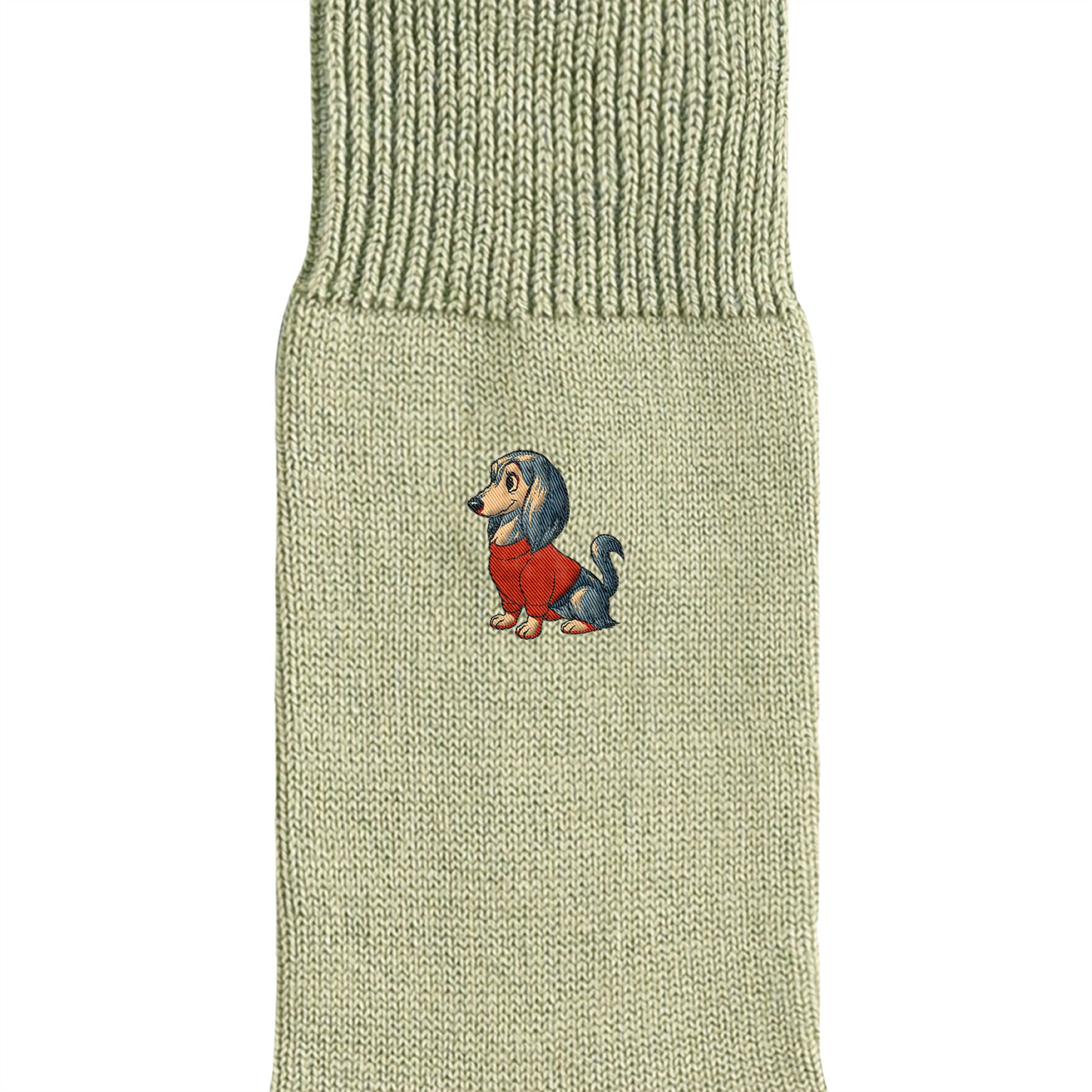 CUUN Apr 2014 Edition Embroidered Color Crew Socks khaki image