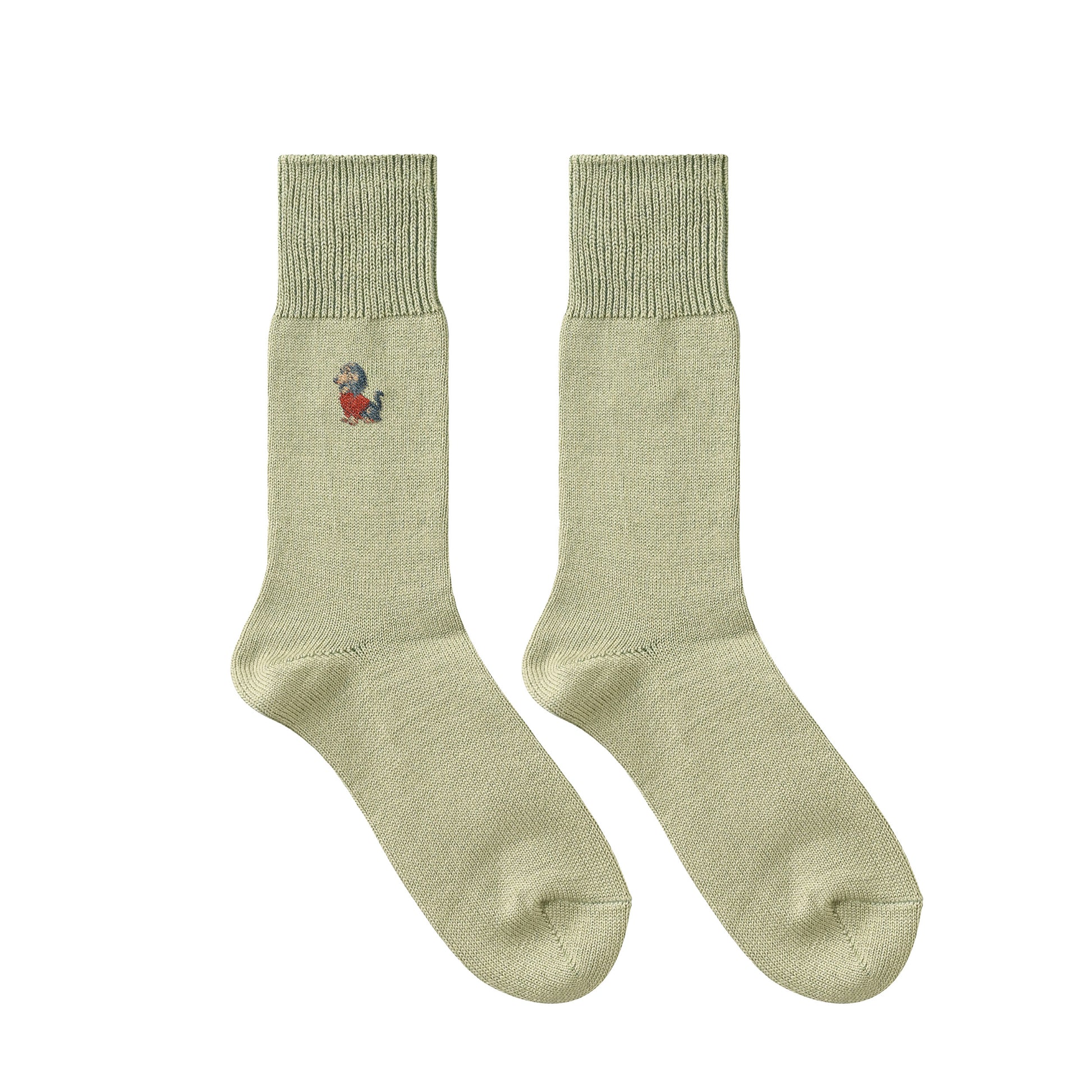 CUUN Apr 2014 Edition Embroidered Color Crew Socks khaki image