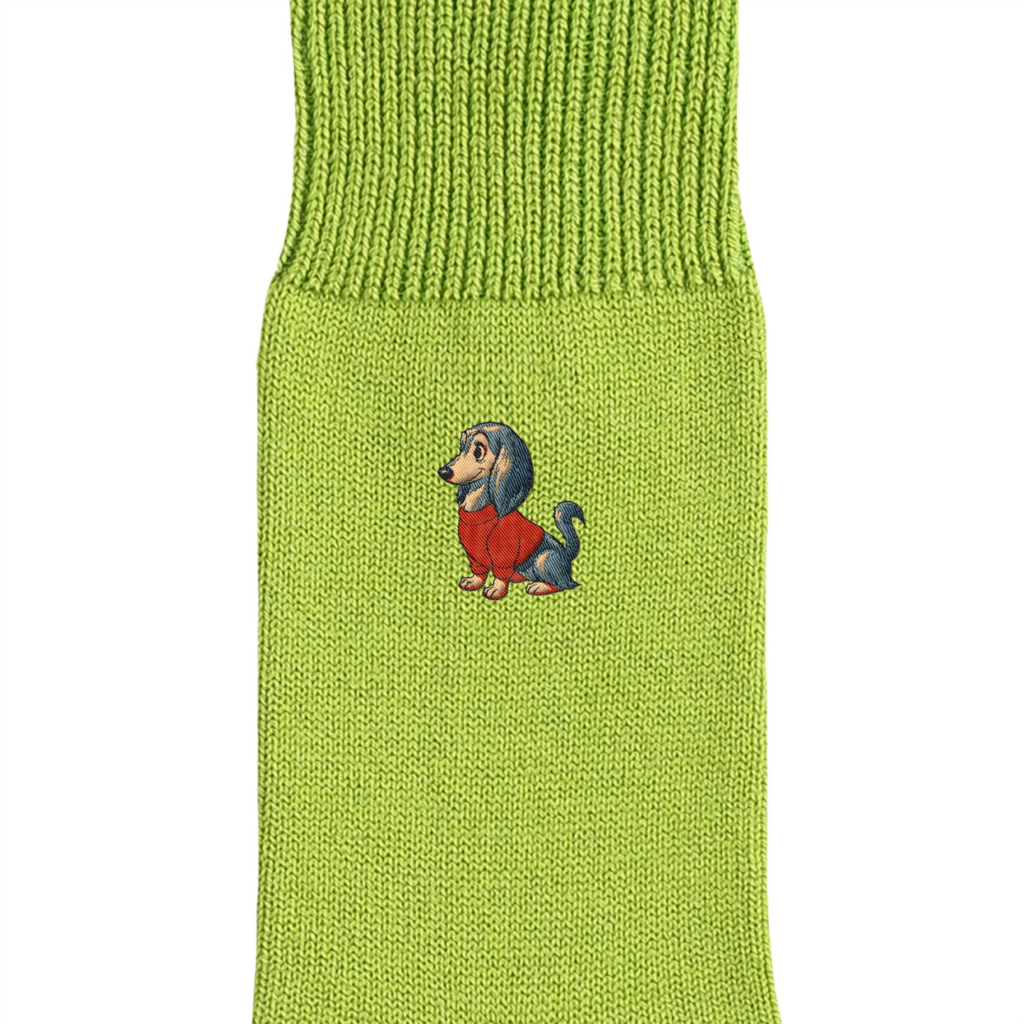 CUUN Apr 2014 Edition Embroidered Color Crew Socks lime image