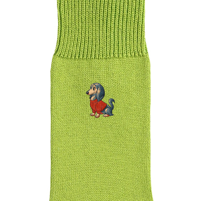 CUUN Apr 2014 Edition Embroidered Color Crew Socks lime image