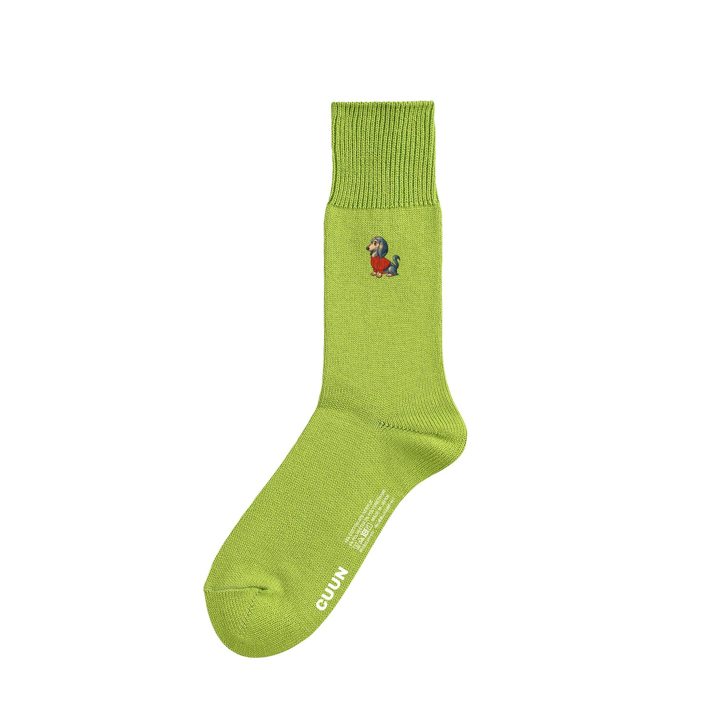 CUUN Apr 2014 Edition Embroidered Color Crew Socks lime image