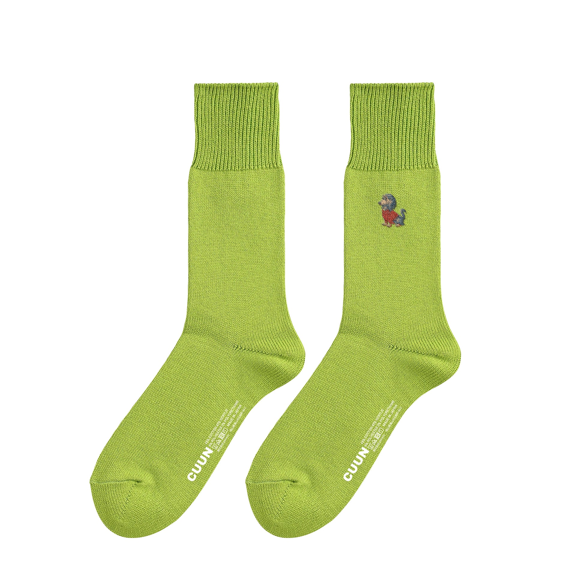 CUUN Apr 2014 Edition Embroidered Color Crew Socks lime image