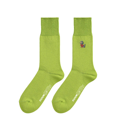 CUUN Apr 2014 Edition Embroidered Color Crew Socks lime image