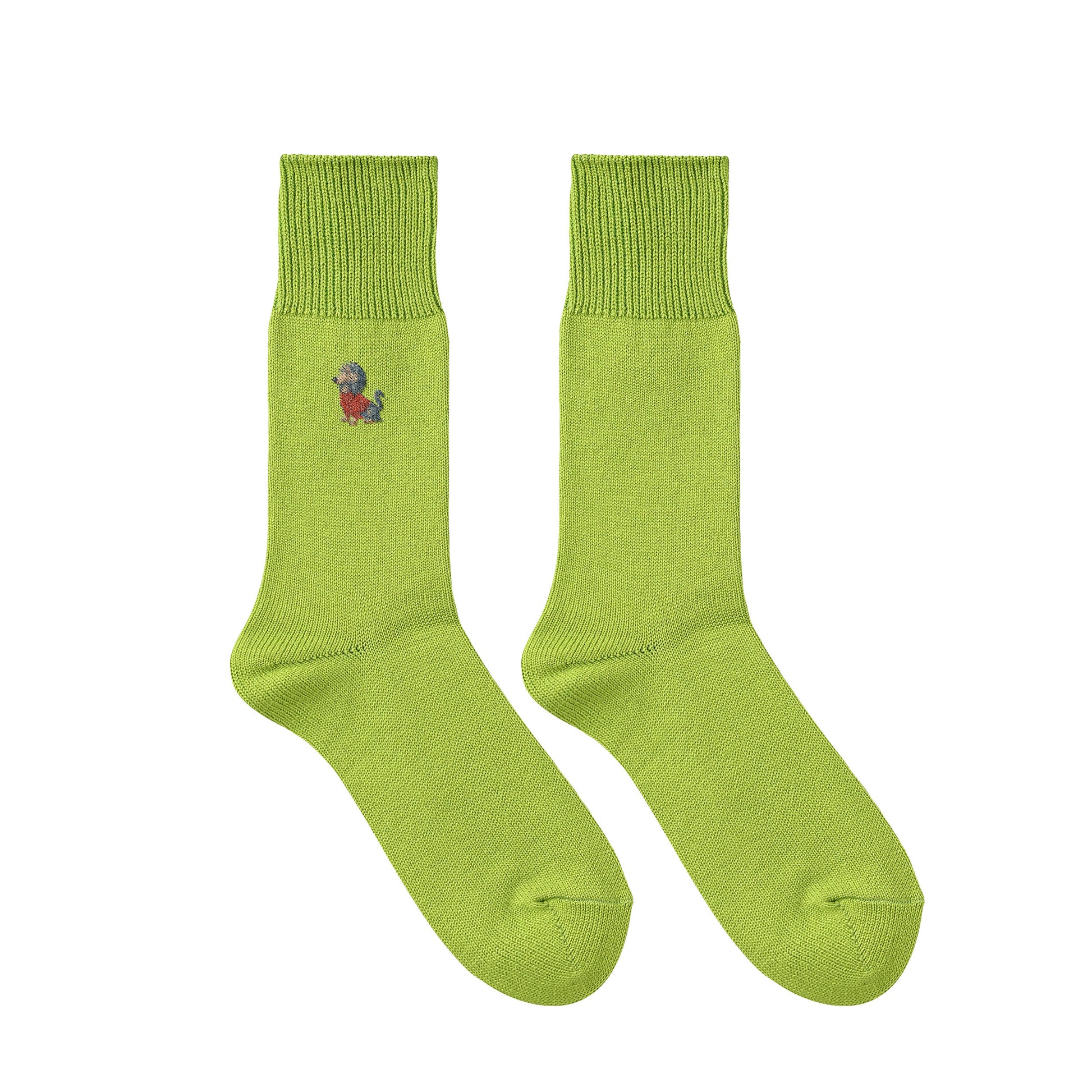 CUUN Apr 2014 Edition Embroidered Color Crew Socks lime image