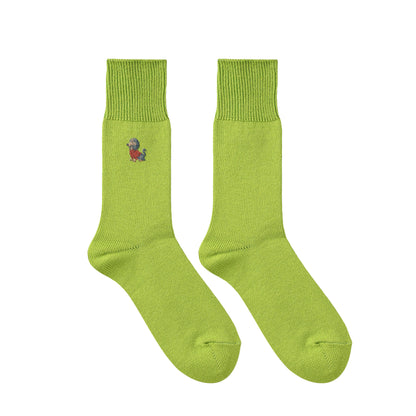 CUUN Apr 2014 Edition Embroidered Color Crew Socks lime image