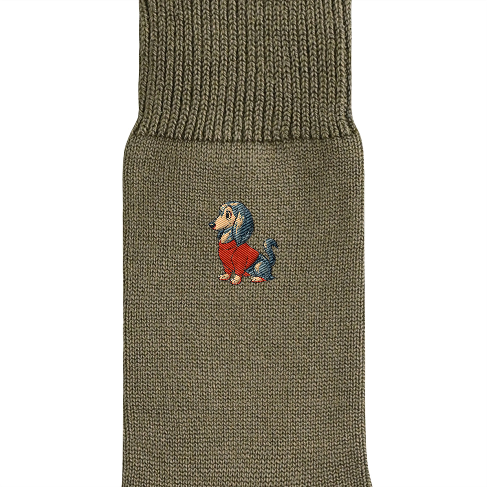 CUUN Apr 2014 Edition Embroidered Color Crew Socks olive-drab image