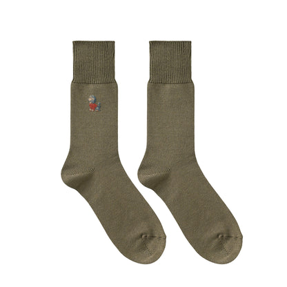 CUUN Apr 2014 Edition Embroidered Color Crew Socks olive-drab image