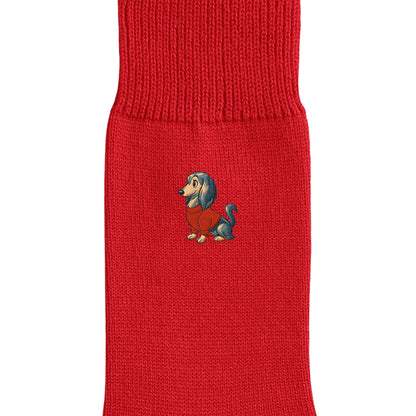 CUUN Apr 2014 Edition Embroidered Color Crew Socks red image