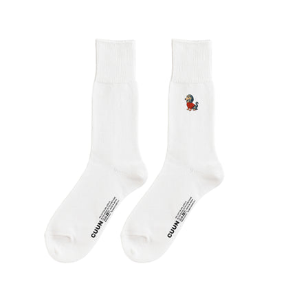 CUUN Apr 2014 Edition Embroidered Color Crew Socks white image