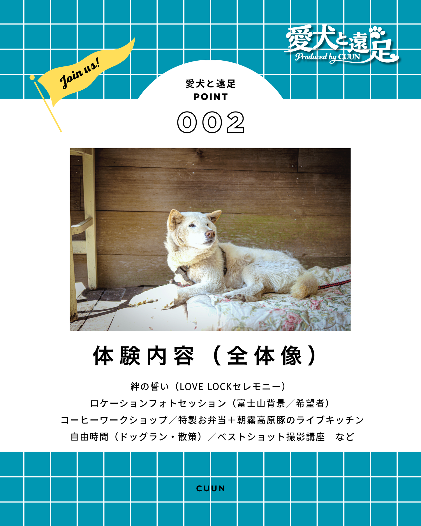 【2026年5月30日-31日】愛犬と遠足｜富士山×朝霧高原｜家族で過ごす1日体験（CUUN）