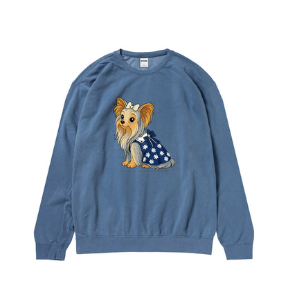 【期間限定】CUUN Jun 2014 ガーメントダイライトウェイトクルーネックスウェットシャツ blue-jean image