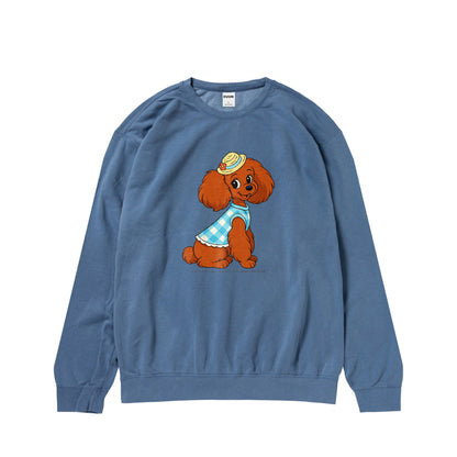 【期間限定】CUUN Jul 2014 ガーメントダイライトウェイトクルーネックスウェットシャツ blue-jean image