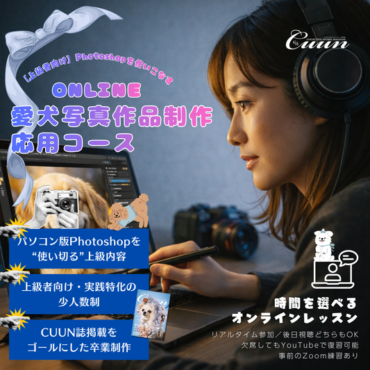 2月開講｜【上級者向け】Photoshopを使いこなす｜愛犬写真作品制作 応用コース｜CUUNオンラインフォトレッスン第8期生