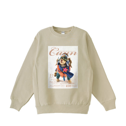 Cuun Nov.2014 Fleece-Lined Sweatshirt with Side Rib Panels beige image