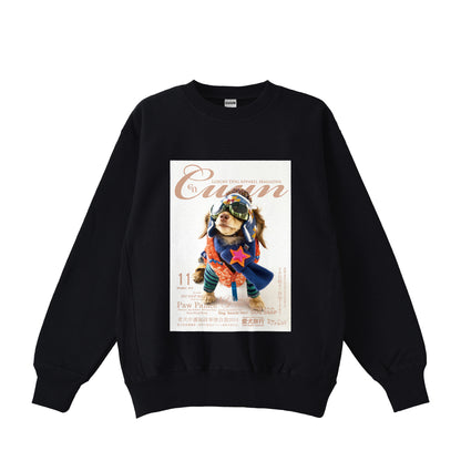 Cuun Nov.2014 Fleece-Lined Sweatshirt with Side Rib Panels black image