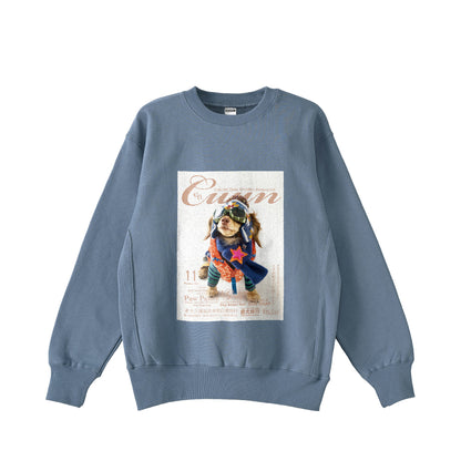 Cuun Nov.2014 Fleece-Lined Sweatshirt with Side Rib Panels blue image