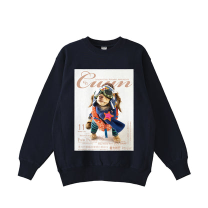 Cuun Nov.2014 Fleece-Lined Sweatshirt with Side Rib Panels navy image
