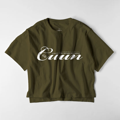 CUUN LOGO ビッグシルエット レディースTシャツ olive-drab image